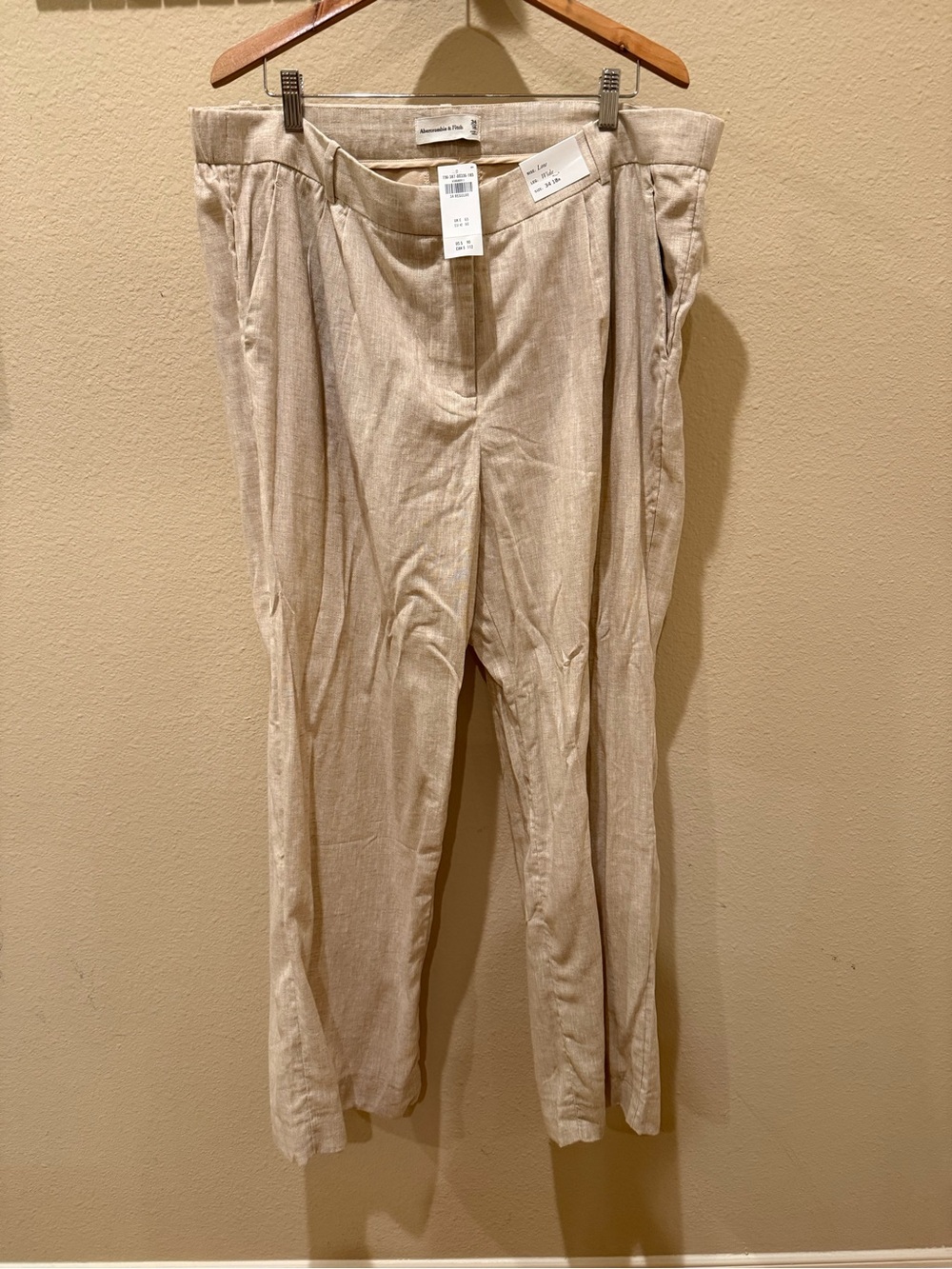 Abercrombie & Fitch Neutral Beige Wide-Leg Trousers
